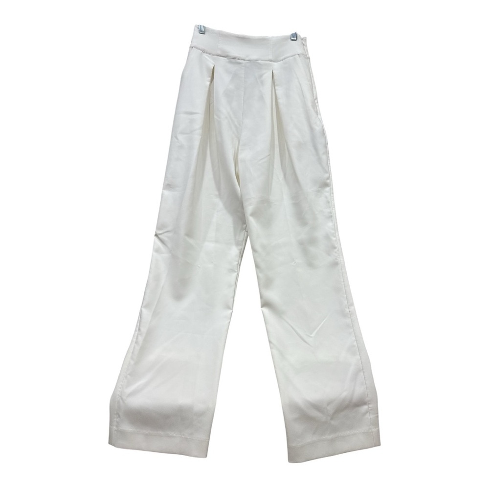 NBD White Wide Leg High-Waisted Dress Pants Small